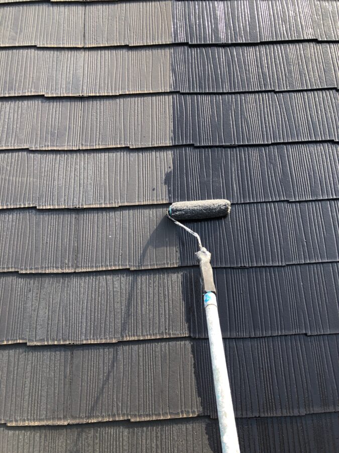八王子市-アパート外壁屋根塗装工事　屋根シーラー